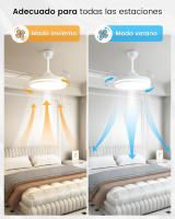 Ventilador de techo with Cutles retráctiles de Luz LED, motor de CC Silencioso, regulable CCT, remote control Y temporizador-Lámpara de ventilador Moderna para Sala de estar y dormitorio (Blanco, 106 cm) - details 1