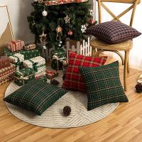Fundas Para Cojines Navideñas De Cuadros Rojos Y Verdes 2 Piezas Para Decoración De Granja 30x50cm 45x45cm 50x50cm Polyester Lavable - details 1