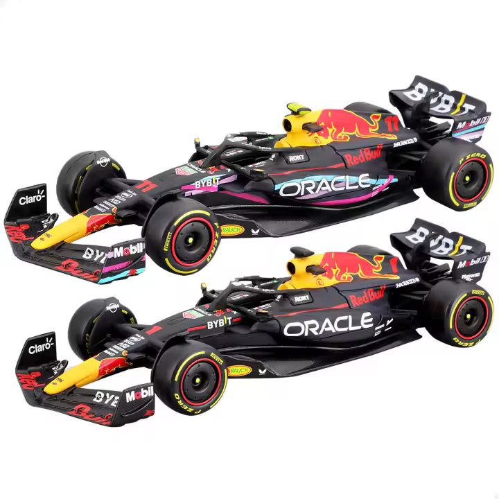 Burago - Set 2 maquetas coches Fórmula 1 2023 Max Verstappen, Sergio Pérez, Oracle Red Bull Racing RB19, Escala 1/24, Maqueta coche, Miniatura de colección, F1, Burago, +3 años - 1