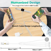 Cable De Carga 6 En 1 Para iPhone 15 14 13 pro Max Y Apple Watch 9 8 7 6 5 4 Ultra Airpods Compatible Con Type-C Y Más - details 1
