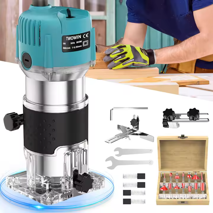 800W 30000RPM Wood Router Machine Woodworking Electric Trimmer 1/4 Inch Wood Carving Milling Cutting Tools Carpenter Power Tools - 1