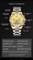 Reloj Mecánico Para Hombre GLENAW 2024 Resistente Al Agua Luminoso Acero Inoxidable Con Fecha Calibre Automático Skeleton Fashion - details 3