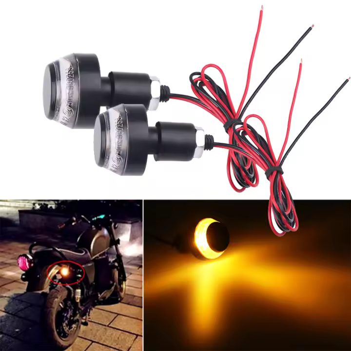 2PCS Señal De Manillar Para Motocicleta 12V Luz Amarilla De 22mm Accesorios De Motocicleta Interruptor De Manillar - 1