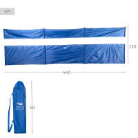 Aktive - Paravientos playa, 440x130 cm, color azul, ventana panorámica PVC, tejido poliéster, estructura acero, incluye 4 piquetas y varillas, funda de transporte con asa, cortavientos para la playa plegable - details 3