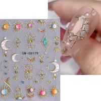 Pegatinas De Uñas 5D Estilo Bohemio Con Estrella Flor Y Diamantes Adornos Para Manicura DIY Decoración De Uñas Con Patrón De Línea Solar - details 4