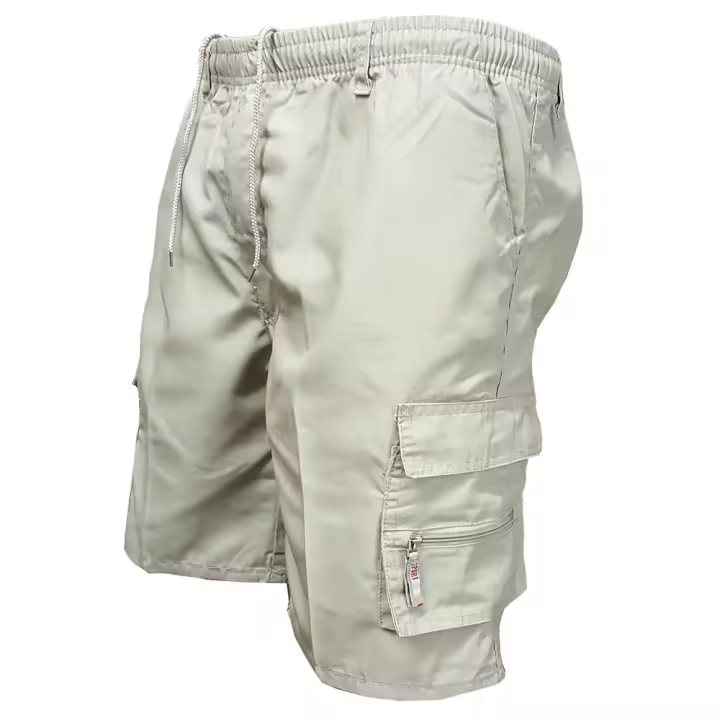 Shorts Militar Para Hombre Estilo Casual Verano Cargador Diseño Holgad Con Varios Bolsillos Cintura Elástica Talla Media - 1