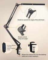 Lámpara De Escritorio LED Ajustable Con Braza Paseante Luz De Lectura Para Estudio Trabajo Noche Material ABS Y Aluminio - details 6