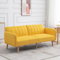 HOMCOM Sofá Cama de 2 Plazas Tela con Respaldo Ajustable en 3 Posiciones Reposabrazos Desmontables y Patas de Madera Sofá Doble Moderno para Salón Oficina 173x75x73 cm - details 1