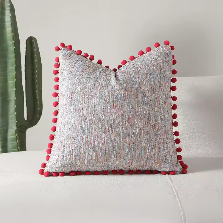  Fundas De Cojines Boho Verdes Con Pompon 30x50cm 45x45cm Textura De Terciopelo Decorativas Para Sofá Manta - 1