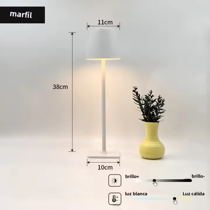 Lámpara De Mesa LED Recargable Con 3 Niveles De Brillo Luz Nocturna Táctil Para Estudio Oficina Bars Y Habitaciones Fuente De Alimentación USB - 1