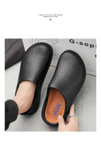 Zapatillas De Verano Para Hombre Con Capa De Dedo Antideslizantes Impermeables Cómodas Y Transpirables Sandalias Planas De Trabajo En Color Sólido Para Cocinero - details 7