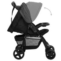 vidaXL Carrito de bebés 3 en 1 de acero gris oscuro y negro - details 3