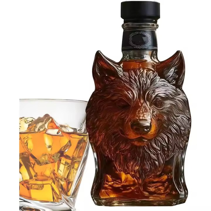 Decantador de whisky, botella de licor con forma de animal, 11 cm (4,33 pulgadas), recipiente decorativo para vino, alcohol, bourbon, vodka, brandy, vasos para exhibir en casa. - 1