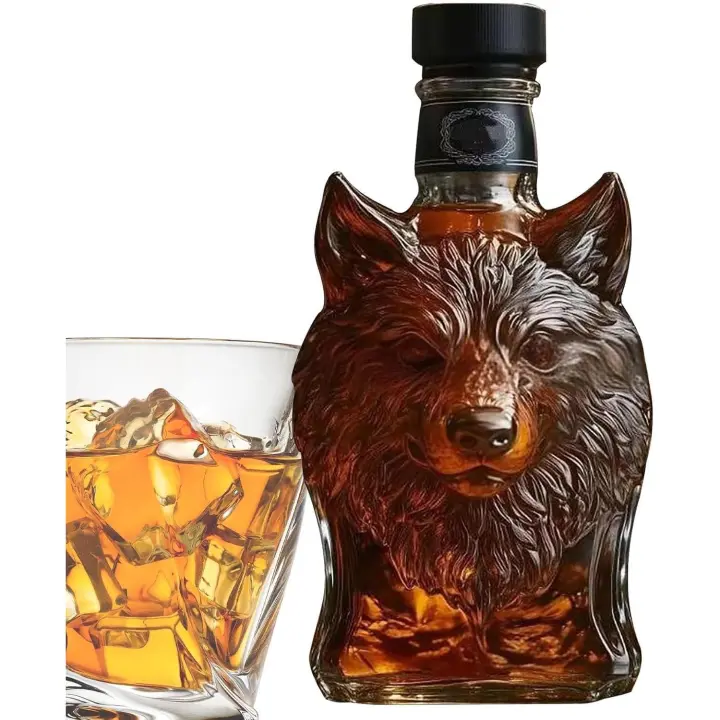 Decantador de whisky, botella de licor con forma de animal, 11 cm (4,33 pulgadas), recipiente decorativo para vino, alcohol, bourbon, vodka, brandy, vasos para exhibir en casa. - 1