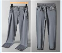 Nuevos Pantalones Para Hombre De Seda Lyocell Suave Estirable Moda Casual Verano Cintura Elástica Slim Trousers Negocios - details 17