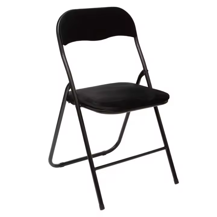 Silla Plegable de Terciopelo Negro - Asiento Cómodo - 1