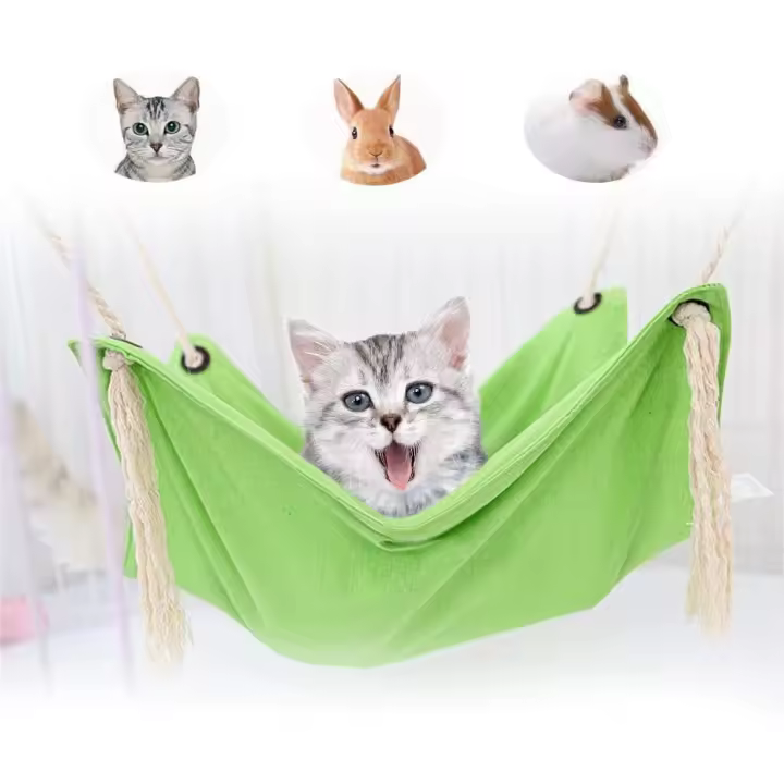 Hamaca transpirable para gatos, duradera, cama colgante para gatos, doble de lino y algodón, cómoda, no abultada, para gatos, gatitos y conejos, hasta 7 kg - 1