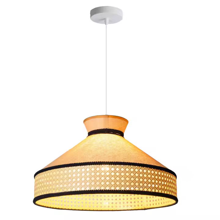 ALPINALUZ  Lámpara Colgante de Ratán "Olite" – Pantalla Tejida a Mano Ø45×29 cm, Estilo Bohemio y Natural, Casquillo E27 para Comedor o Salón - 1