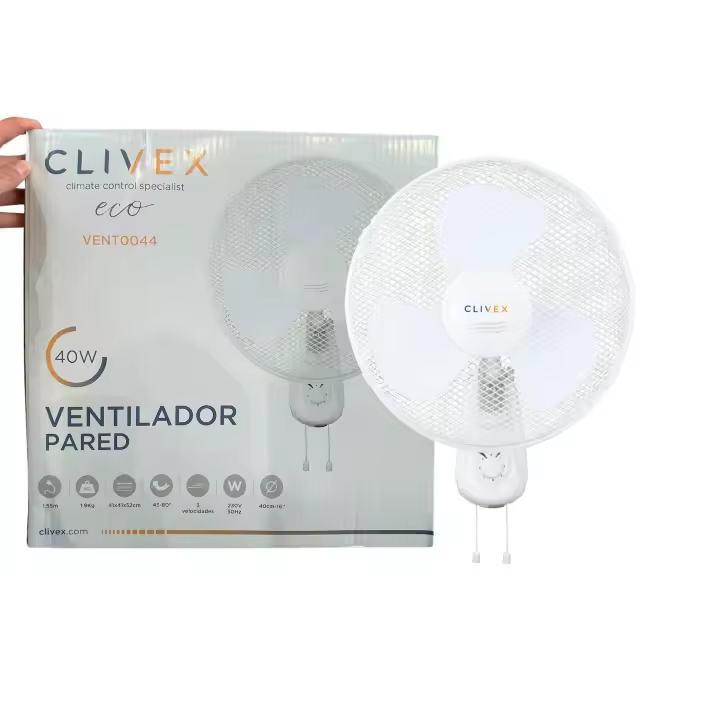 Ventilador de Pared Clivex 3 Velocidades 40cm (45W) con Cabeza Oscilante o Fija - 1