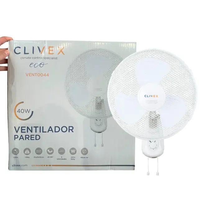 Ventilador de Pared Clivex 3 Velocidades 40cm (45W) con Cabeza Oscilante o Fija - 1