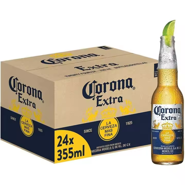 Corona Cerveza, CAJA 24 Botellas x 335ml ,Cerveza EXTRA Lager Ligera y Refrescante, 4,5% Volumen de Alcohol  Cerveza Extra mas fina TOP CALIDAD Y SABOR - 1