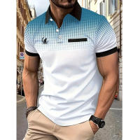 Camisa Polo Para Hombre De Diseño Gradiente Y Manga Corta Estilo Casual Para Verano Cierre Con Botones Top Transpirable - details 3