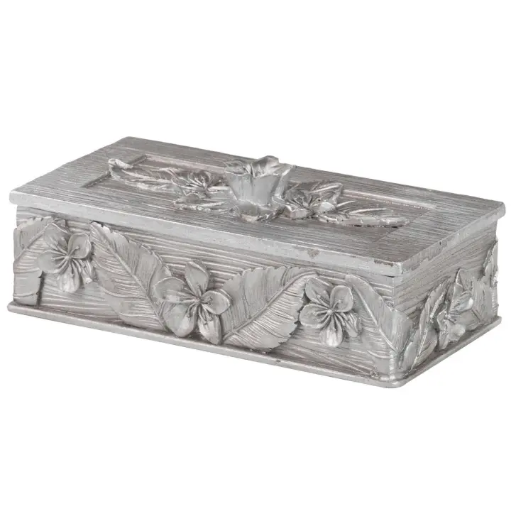 Adda Home Caja Resina Plateada 20x11x8 Cm - Elegante y Resistente Caja de Almacenamiento - 1