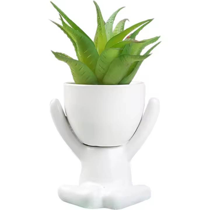 Macetas de Cerámica para Plantas Suculentas, Creativas Macetas Pequeñas con Forma Humana, Macetas Pequeñas, Macetas para Plantas, Lindas Macetas de Cerámica Blanca, Pequeñas Macetas - 1