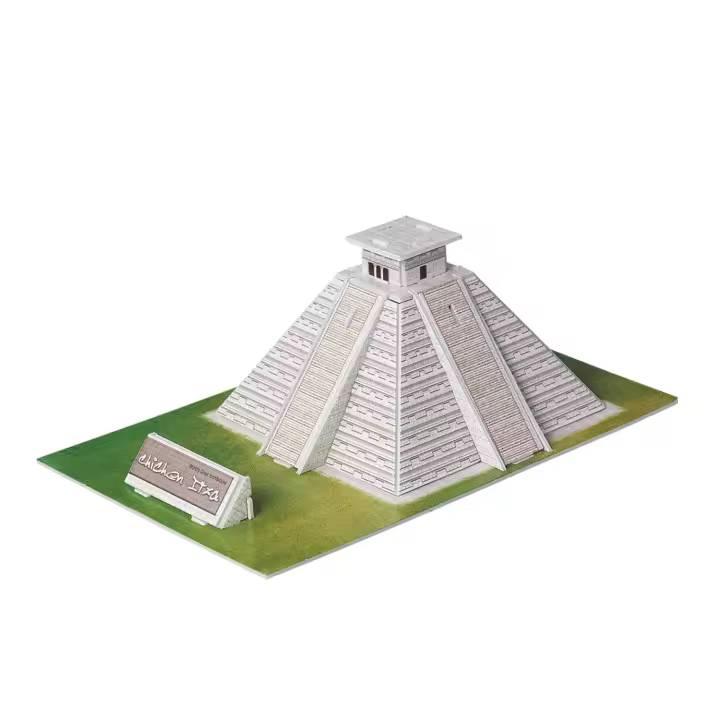 DAM. Puzle 3D de cartón de una Piramide Maya situada en México. 19 piezas. 21x14x8cm. - 1
