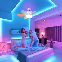 Ventilador de techo LED de 52 cm con luces, E26/E27, 40 W, luz con control remoto, 3 velocidades, temporizador, RGB regulable, 6 aspas, lámpara para dormitorio, sala de estar y oficina. - details 4
