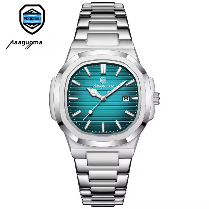 Reloj De Hombre PAAZOMU Lujo Quadrado De Acero Inoxidable Resistente Al Agua Con Luminiscencia Fecha Cuarzo Reloj De Pulsera Para Negocios - 1