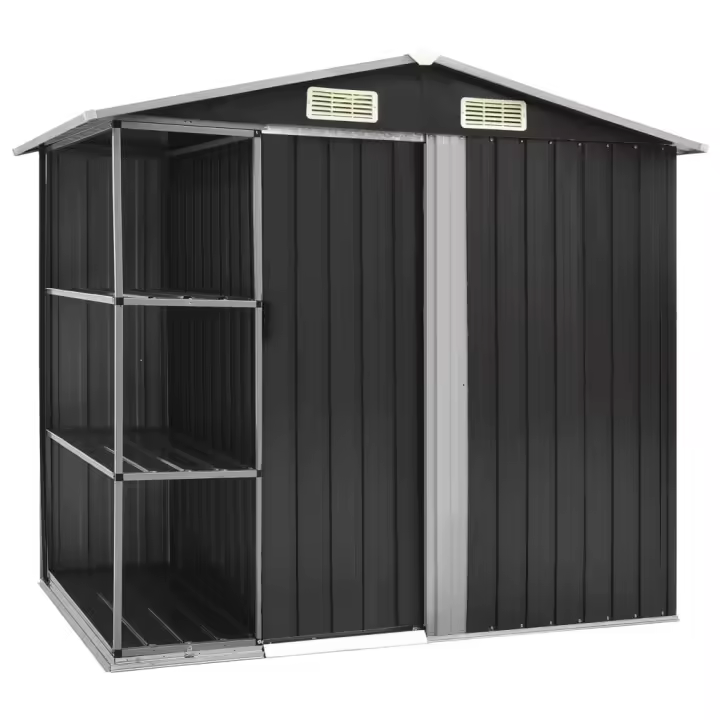vidaXL Cobertizo jardín y estantería hierro antracita 205x130x183 cm - 1