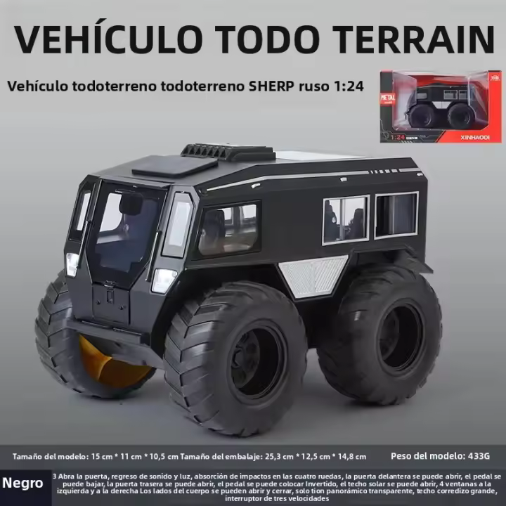 Modelo De Coche Todoterreno De Metal Diecast 1:24 Sherp Ruso Con Sonido Y Luz Coleccionable Para Hobby O Regalo Para Mayores De 14 Años - 1