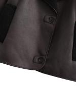 TRAFZA Chaqueta De Moda Invierno Para Mujer Marrón Oscuro Con Bolsillos Y Cuello En V Estilo Retro Elegante Con Botones - details 17