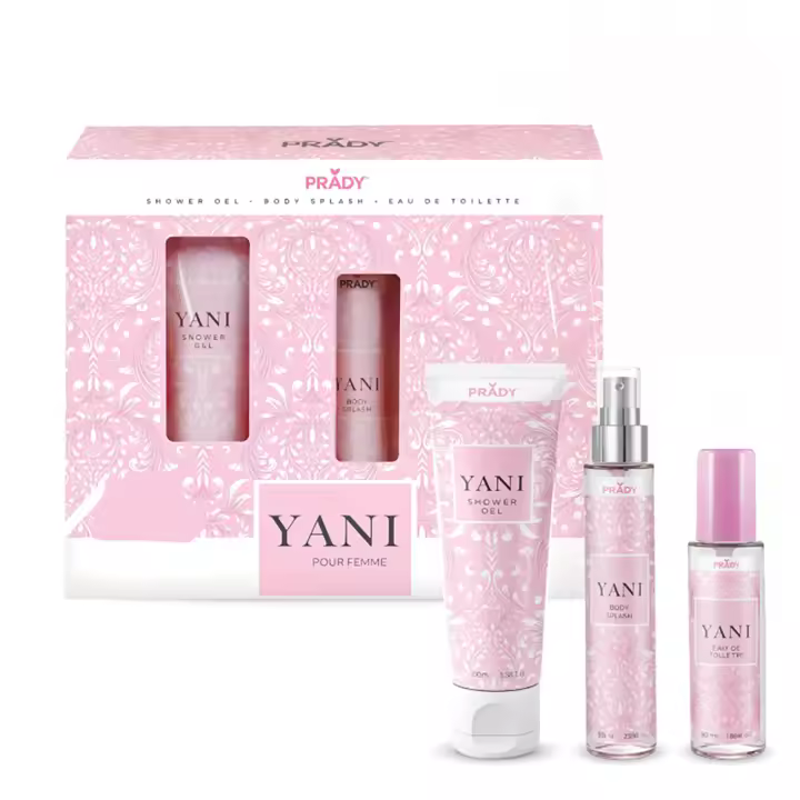 Estuche Yani - Gel de Ducha + Eau de Toilette + Body Splash Bruma - Arabe - Colonia para Mujeres Prady - 1