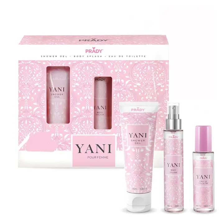 Estuche Yani - Gel de Ducha + Eau de Toilette + Body Splash Bruma - Arabe - Colonia para Mujeres Prady - 1