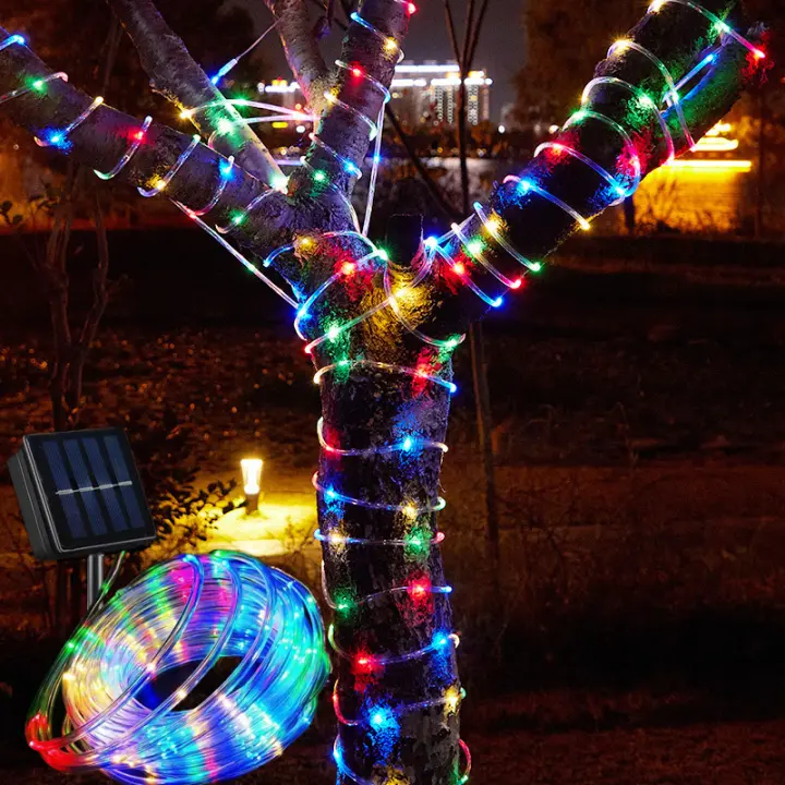 Cadena De Luces Solares De 100LED Con Tubo Para Jardín Decorativo Luz De Hilo De Cobre Impermeable 8 Colores Caliente Blanco Para 2024 - 1