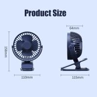 GAIATOP-ventilador de Clip portátil, Mini ventilador de escritorio recargable Silencioso de 3 velocidades, rotación de 360 °, ventilador de refrigeración Personal adecuado para cochecitos - details 7