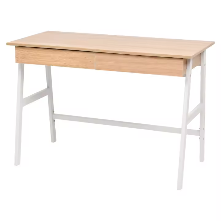 vidaXL Escritorio 110x55x75 cm color roble y blanco - 1