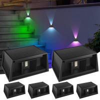 Solar Wall Sconce 3000K Luz Blanca Cálida Para Exterior Ángulo De Choque Superior E Inferior Luz Solar Para Jardín Porche Camino Garage - details 19