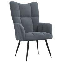 vidaXL Sillón de relax de terciopelo Gris claro, Gris oscuro, Verde oscuro Sillon Dormitorio Sillon Comodos Silla Relax Sillón Sofá - details 2