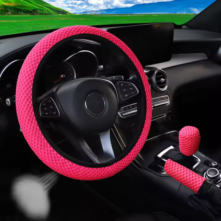 Cubierta De Volante Y Freno De Mano Para Coche 3D Masajeador Adecuada Para 14.5-15 Pulgadas Accesorios De Coche - 1