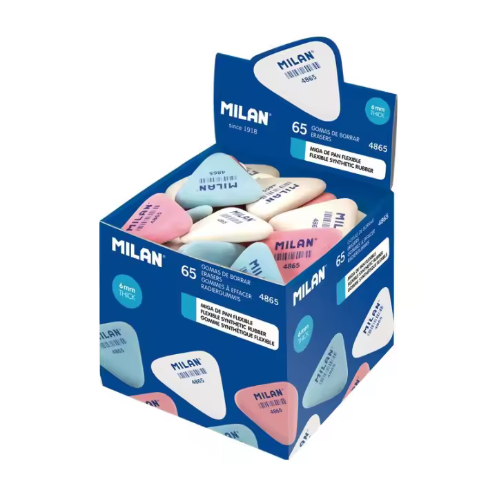 MILAN Caja 65 Gomas 4865 miga de pan Flexible Triangulares Pequeñas, Colores surtidos - 1