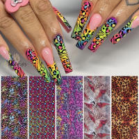 10 Rolls De Papel De Transferencia Para Uñas Con Patrón De Leopardo Decoraciones De Manicura Estilo Animal Tips Stickers - details 1