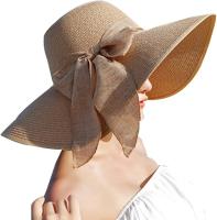 Sombrero de paja de Ala Ancha para Mujer, de Ala elegante, plegable y enrollable, ideal para Playa, Vacaciones, Viajes y Sol. - details 0