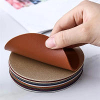 Falso Cuero Taza Redonda Impermeable Y Resistente Al Calor Tapete De Insulación Para Vajilla Decoración De Hogar Estilo Americano - details 4