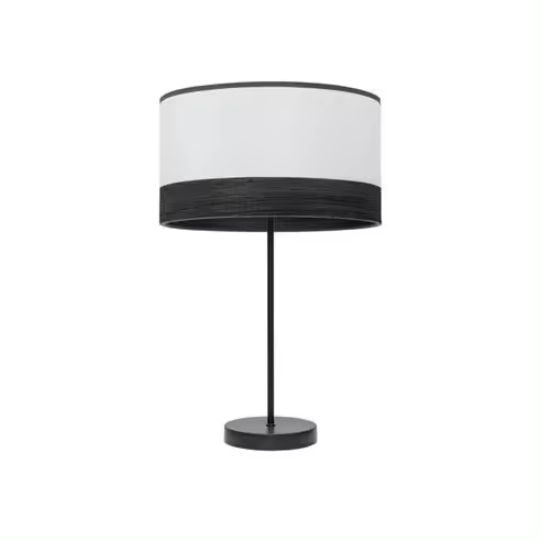 FABRILAMP Lámpara de Mesa Sobremesa Alto Olga 1xe27 Negro/blanco-madera Negra 62x30x30 Cm - Diseño Elegante - 1