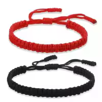 Pulsera De Hilo Tejido a Mano En Rojo Y Negro Amuleto Budista Para Mujeres Y Niñas Joyería De La Suerte Pulsera De Cordón Tíbetana Clásica - details 0
