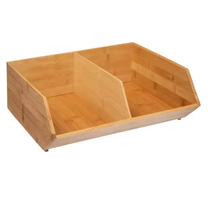 Caja Organizador de Bambú Apilable Sliding Doble - 1