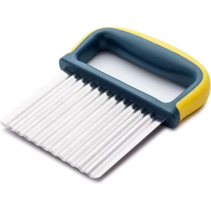 Cuchillo cortador ondulado, cortador ondulado de patatas y verduras para verduras, cortador de zanahorias de acero inoxidable (amarillo) - 1